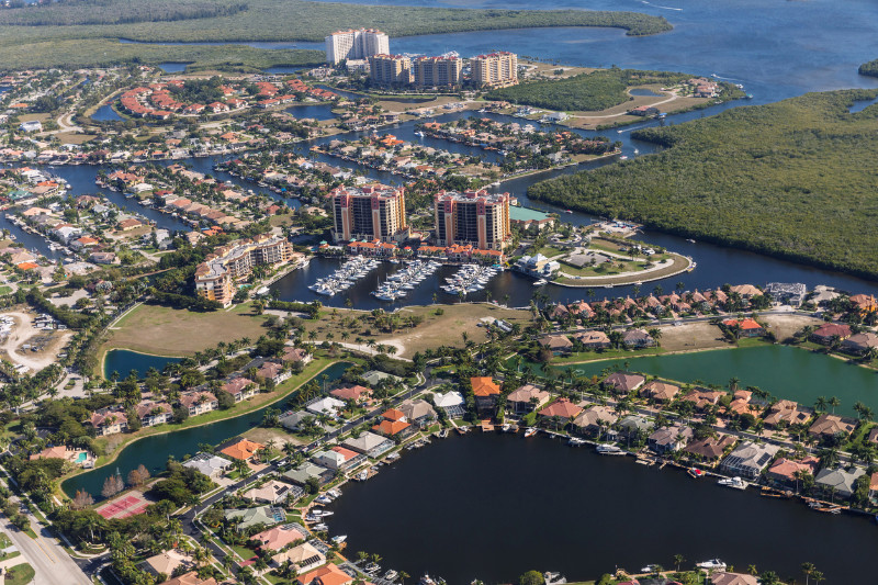 aerial view of Cape Coral, FL homes